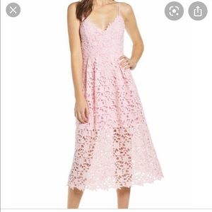 Pink lace midi dress